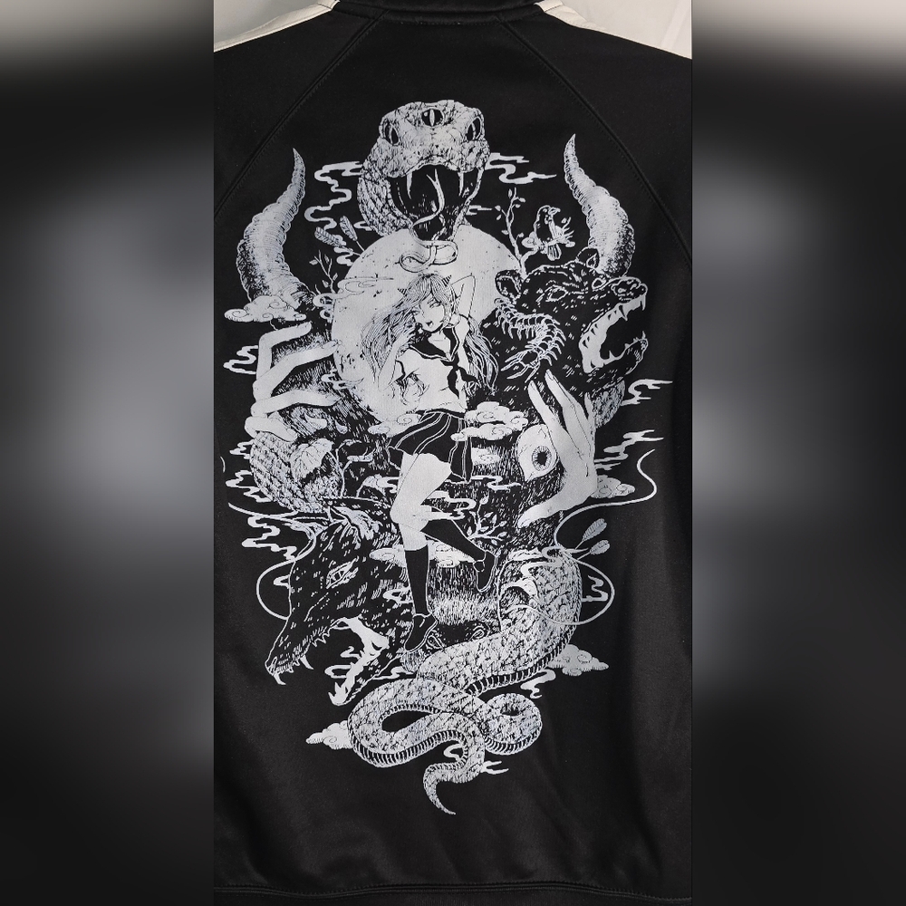 Bad Habit Omocat Black Track Jacket Screen Printed Size Medium CJ-2644 - Picture 8 of 11